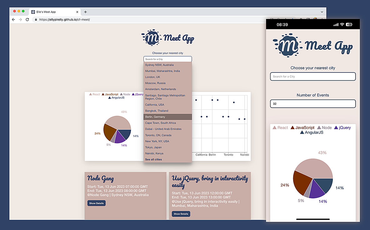 browser window screenshot of the Meet App PWA